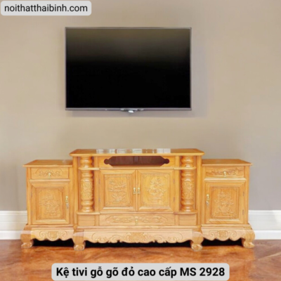 Kệ tivi gỗ gõ đỏ tự nhiên cao cấp