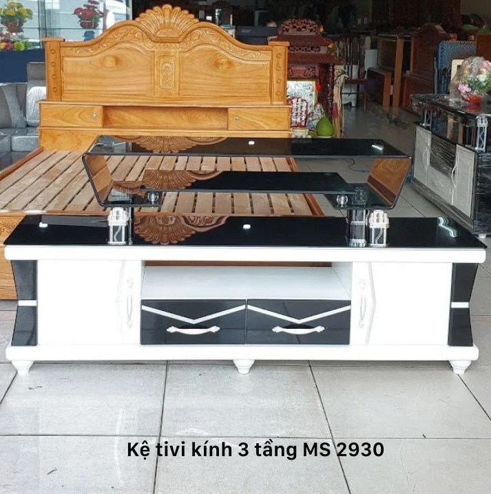 Kệ tivi kính cường lực 3 tầng MS 2930 Kệ tivi kính cường lực 3 tầng