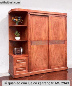 Tủ quần áo cửa lùa có kệ trang trí
