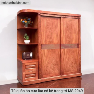 Tủ quần áo cửa lùa có kệ trang trí