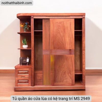 Tủ quần áo cửa lùa có kệ trang trí MS 2949 Tủ quần áo cửa lùa có kệ trang trí MS 2949
