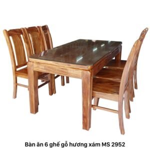 Bàn ăn 6 ghế gỗ hương xám MS 2952 Bàn ăn 6 ghế gỗ hương xám MS 2952