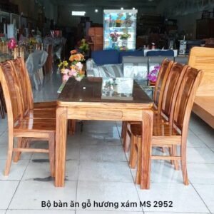 Bàn ăn 6 ghế gỗ hương xám MS 2952 Bàn ăn 6 ghế gỗ hương xám MS 2952