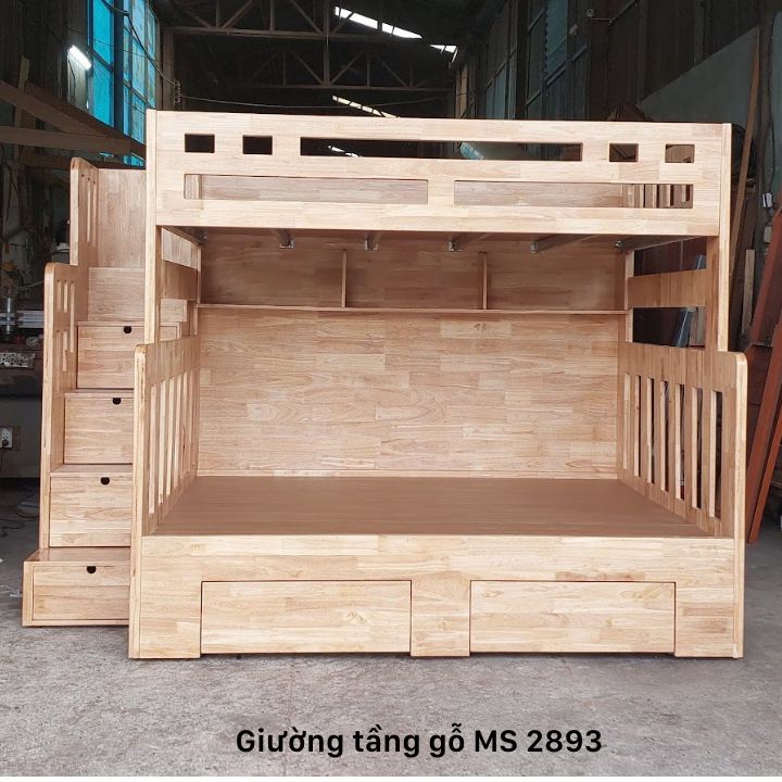 Giường tầng gỗ cao su tự nhiên