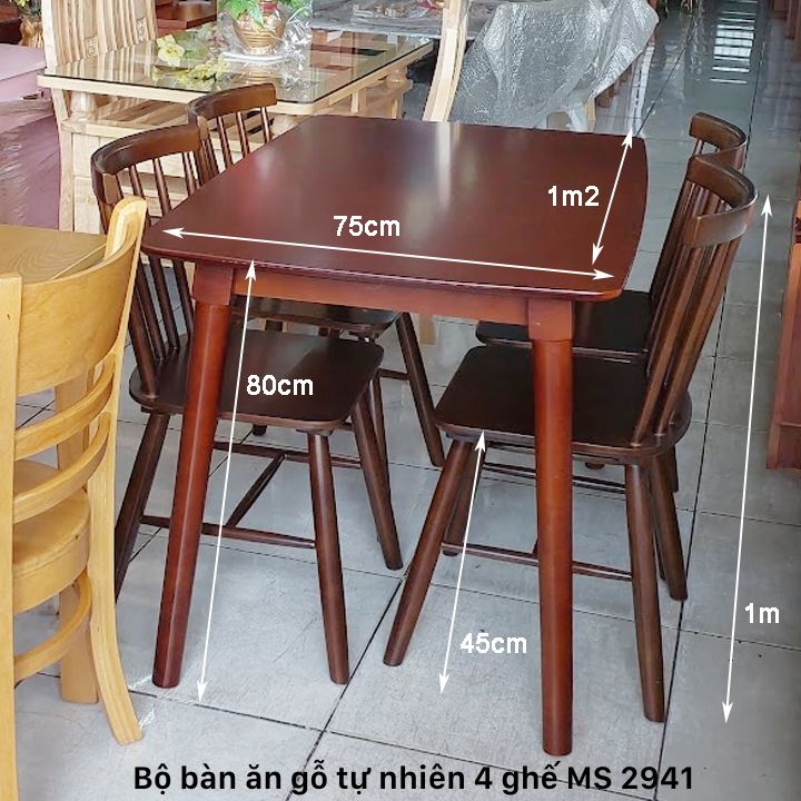Kích thước bộ bàn ăn gỗ cao cấp 4 ghế