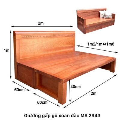 Giường gấp gỗ xoan đào