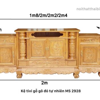 Kệ tivi gỗ gõ đỏ cao cấp MS 2928 Kệ tivi gỗ gõ đỏ cao cấp MS 2928