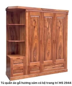 Tủ quần áo gỗ hương xám có kệ trang trí
