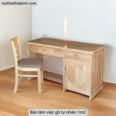 Bàn làm việc gỗ tự nhiên 1m2