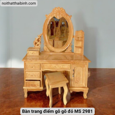 Bàn trang điểm bằng gỗ gõ đỏ tự nhiên