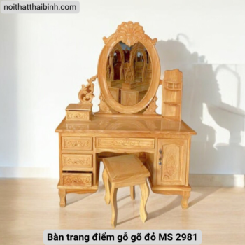 Bàn trang điểm bằng gỗ gõ đỏ tự nhiên MS 2981 Bàn trang điểm bằng gỗ gõ đỏ tự nhiên MS 2981