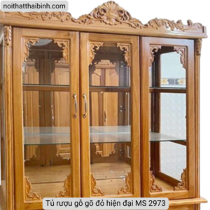Tủ rượu gỗ gõ đỏ hiện đại MS 2973 Tủ rượu gỗ gõ đỏ hiện đại MS 2973