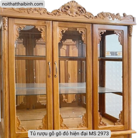 Tủ rượu gỗ gõ đỏ hiện đại MS 2973 7 Tủ rượu gỗ gõ đỏ hiện đại MS 2973