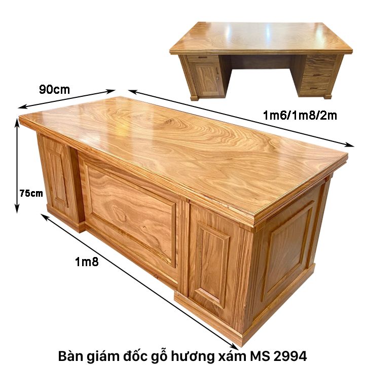 Kích thước bàn giám đốc gỗ hương xám