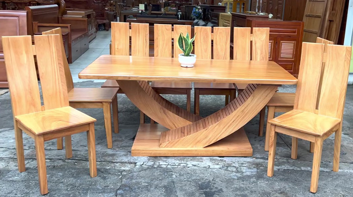 Bộ bàn ăn gỗ gõ đỏ 8 ghế