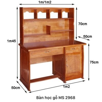 Bàn học gỗ tự nhiên MS 2968 Bàn học gỗ tự nhiên MS 2968