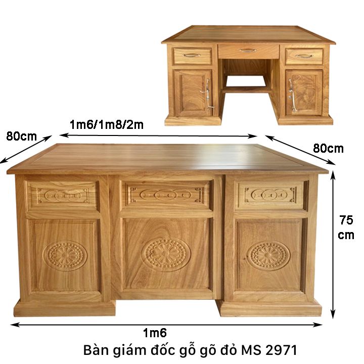 Kích thước bàn giám đốc gỗ tự nhiên