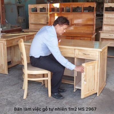 Bàn làm việc gỗ tự nhiên 1m2 MS 2967 Bàn làm việc gỗ tự nhiên 1m2 MS 2967