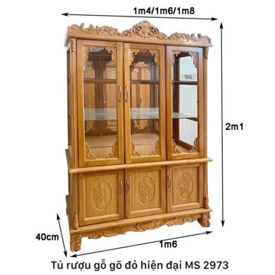 Tủ rượu gỗ gõ đỏ hiện đại