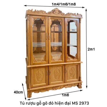 Tủ rượu gỗ gõ đỏ hiện đại MS 2973 9 Tủ rượu gỗ gõ đỏ hiện đại