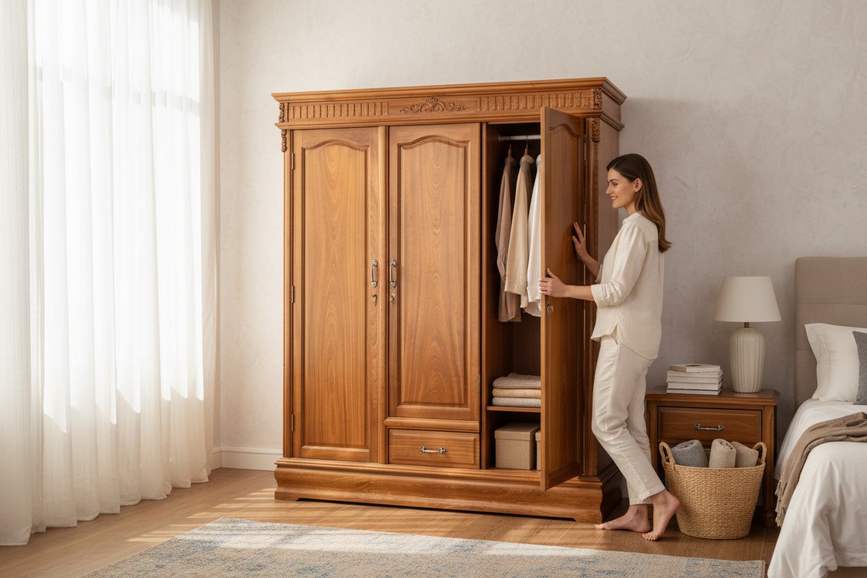 Tủ quần áo 3 cánh gỗ tự nhiên thiết kế hiện đại Tủ quần áo 3 cánh gỗ tự nhiên thiết kế hiện đại