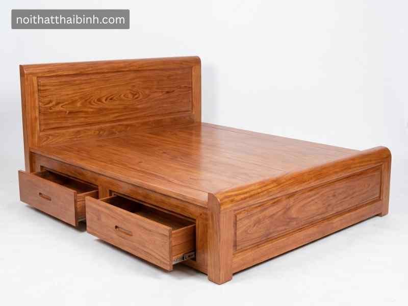 Giường ngủ gỗ tự nhiên vân hương đá