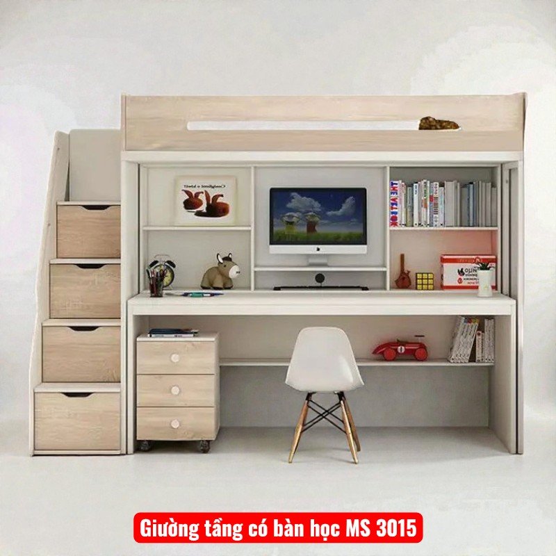 Giường tầng có bàn học MS 3015 6 Giường tầng có bàn học MS 3015
