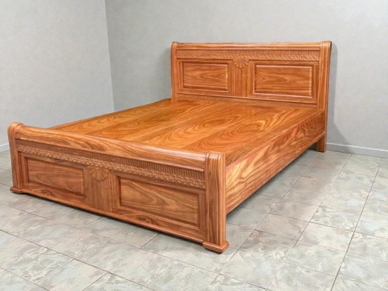Giường ngủ gỗ tự nhiên 1m6 thiết kế chắc chắn