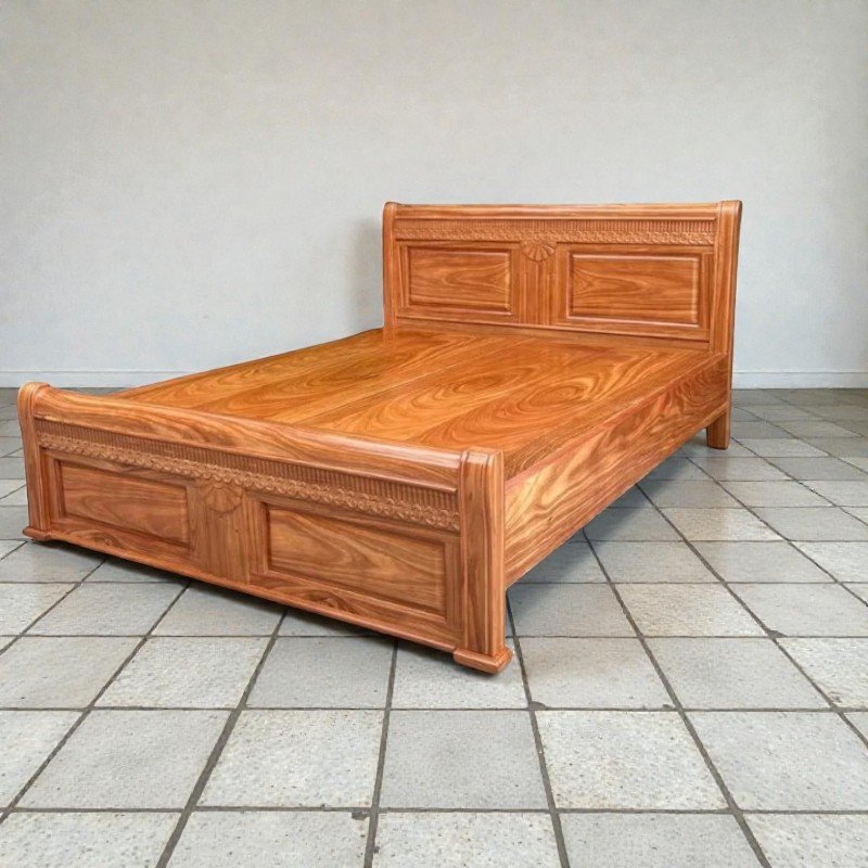 Giường ngủ 1m6 gỗ tự nhiên màu vân gỗ hương xám