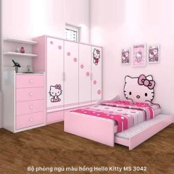 Bộ phòng ngủ màu hồng Hello Kitty