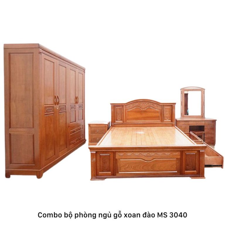 Combo bộ phòng ngủ gỗ xoan đào