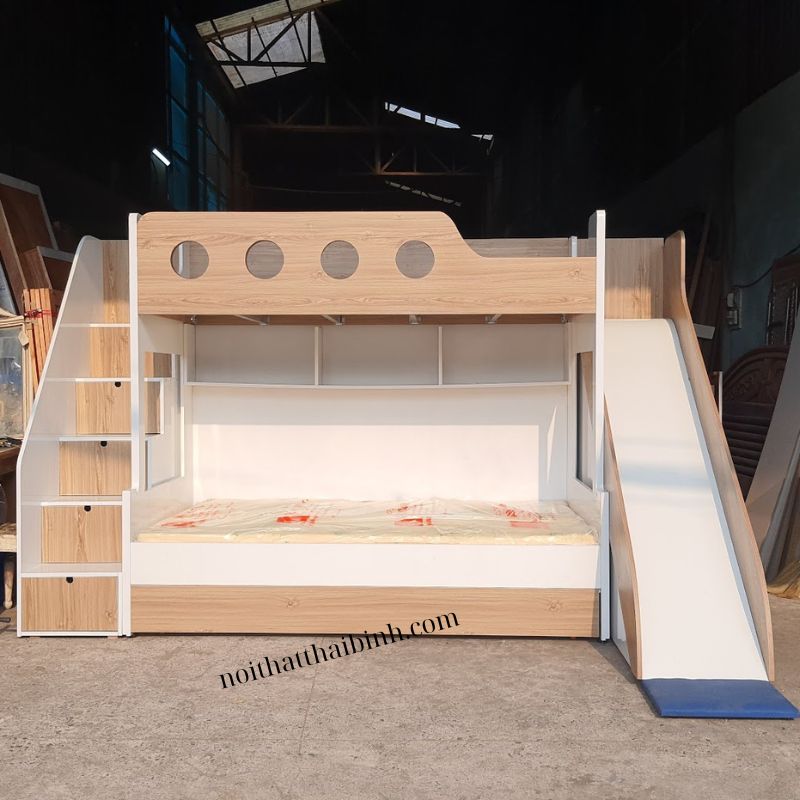 Giường 2 tầng cho bé gái có cầu trượt Giường 2 tầng cho bé gái có cầu trượt