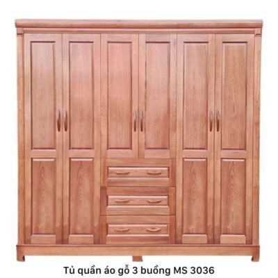 Tủ quần áo 3 buồng gỗ xoan đào