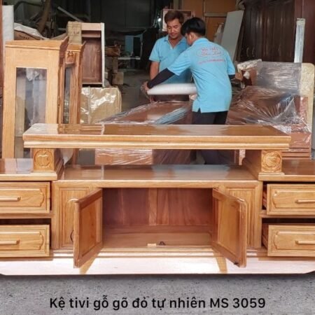 Kệ tivi gỗ gõ đỏ MS 3059 17 Kệ tivi gỗ gõ đỏ MS 3059
