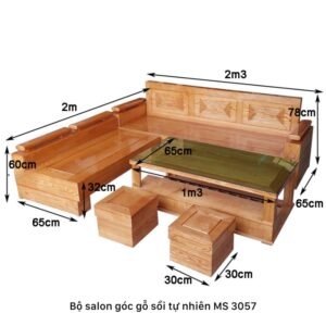 Bộ salon góc gỗ sồi tự nhiên MS 3057 Bộ salon góc gỗ sồi tự nhiên MS 3057
