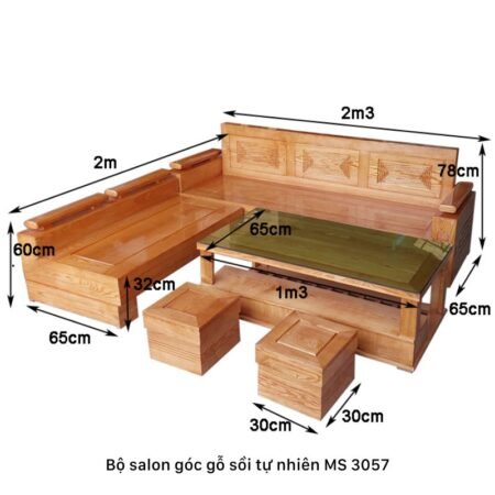Bộ salon góc gỗ sồi tự nhiên MS 3057
