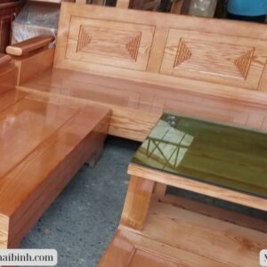 Bộ salon góc gỗ sồi tự nhiên MS 3057 Bộ salon góc gỗ sồi tự nhiên MS 3057