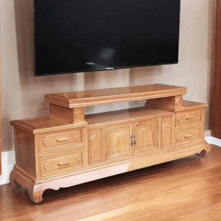 Kệ tivi gỗ gõ đỏ MS 3059 12 Kệ tivi gỗ gõ đỏ