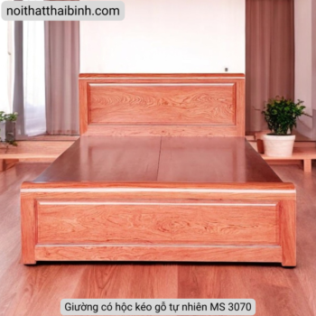 Giường có hộc kéo gỗ tự nhiên vân hương đá MS 3070 Giường gỗ có hộc kéo