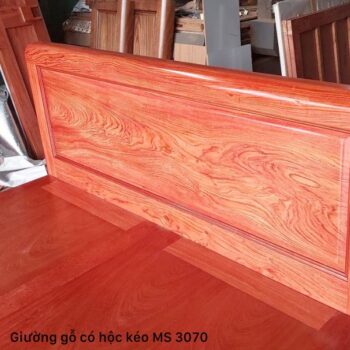 Giường có hộc kéo gỗ tự nhiên vân hương đá MS 3070 Giường gỗ có hộc kéo
