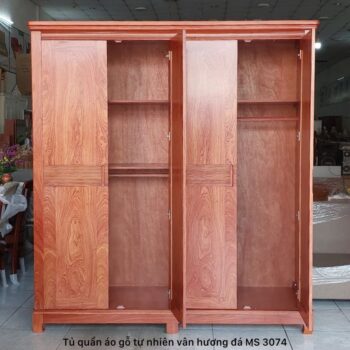 Tủ gỗ đựng quần áo gỗ tự nhiên vân hương đá MS 3074