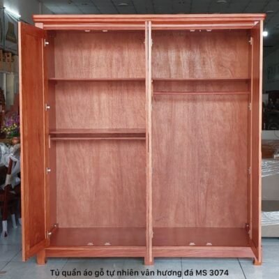 Tủ gỗ đựng quần áo gỗ tự nhiên vân hương đá MS 3074