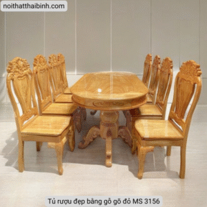 Bộ bàn ăn 8 ghế gỗ gõ đỏ tự nhiên