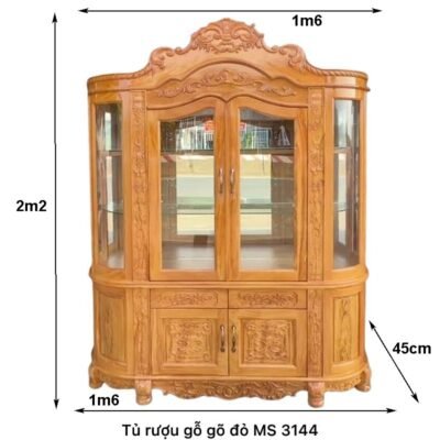 Mẫu tủ rượu đẹp gỗ gõ đỏ MS 3144 Mẫu tủ rượu đẹp gỗ gõ đỏ MS 3144
