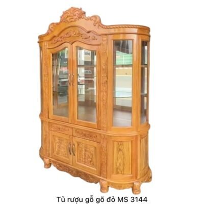 Mẫu tủ rượu đẹp gỗ gõ đỏ MS 3144 Mẫu tủ rượu đẹp gỗ gõ đỏ MS 3144