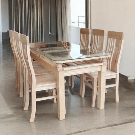 Bộ bàn ăn gỗ sồi tự nhiên MS 3098 11 Bộ bàn ăn gỗ sồi tự nhiên