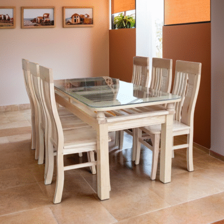 Bộ bàn ăn gỗ sồi tự nhiên MS 3098 9 Bộ bàn ăn gỗ sồi tự nhiên