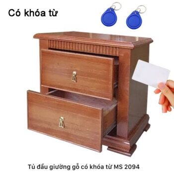 Tủ đầu giường gỗ tự nhiên có khóa từ