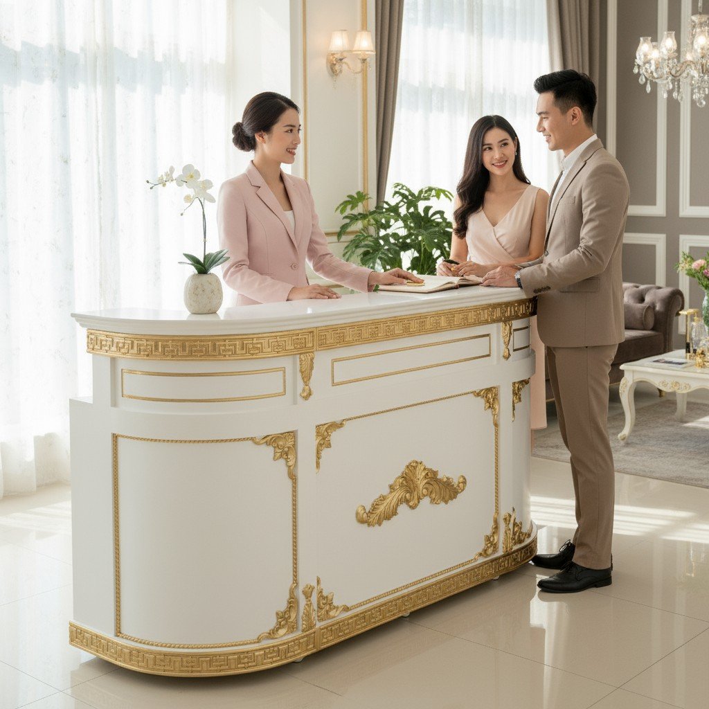 Báo Giá và Chi Phí Đầu Tư Quầy Lễ Tân Dát Vàng