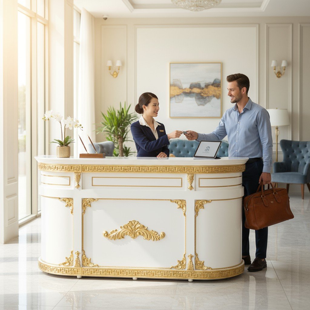 Chất Liệu và Quy Trình Chế Tác Quầy Lễ Tân Dát Vàng